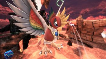 images/products_25/sw_ns2_kirby_air_riders/screenshots/KirbyAirRiders-scrn-01_TheMysteriousBirdDynaBlade.png